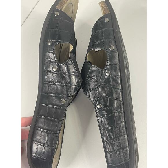 Abeo Slide Dtyke  Black Leather Neutral Tan Comfort Sandals Women’s Sz 11 - Picture 5 of 6